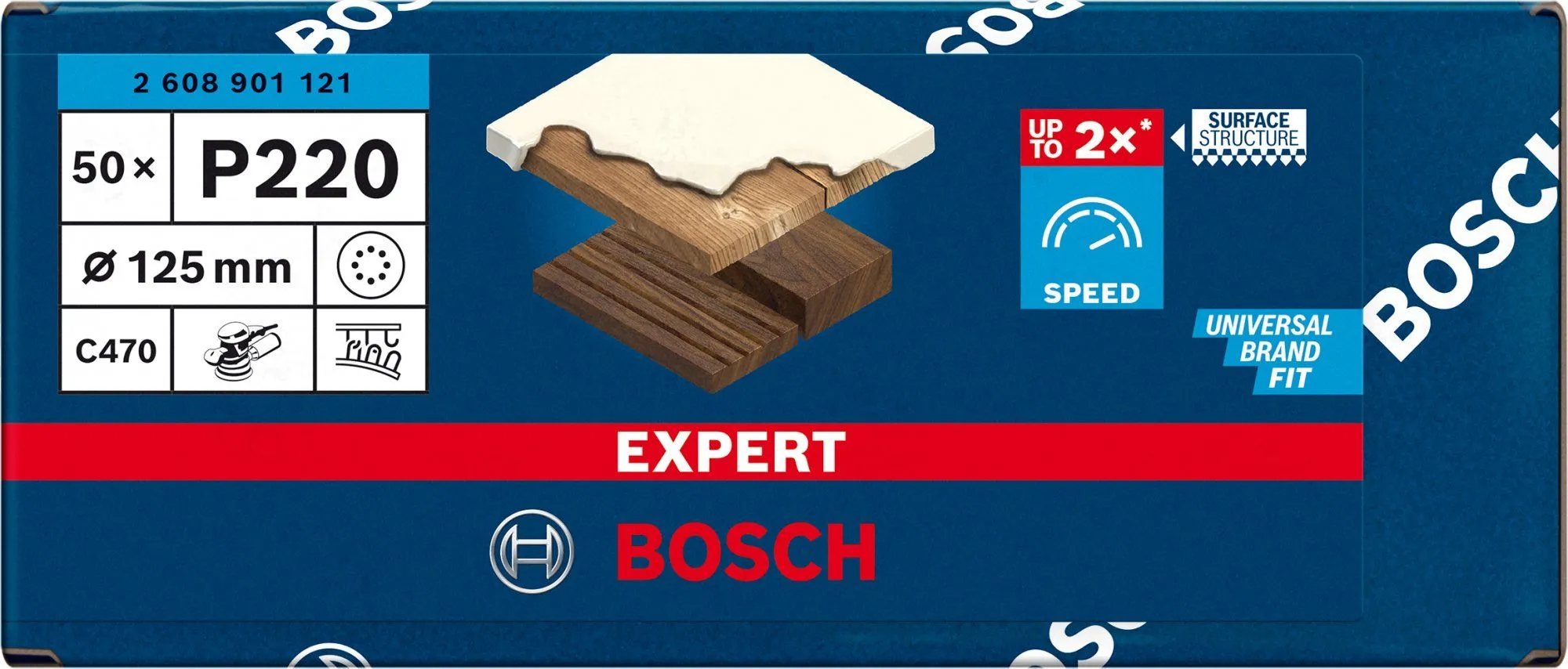 Bosch 2608901121 EXPERT Schuurvel C470 Best For Wood And Paint - 125mm - K220 - 8 Gaten (50st) 2 Bosch 2608901121 EXPERT Schuurvel C470 Best For Wood And Paint - 125mm - K220 - 8 Gaten (50st) - Image 2