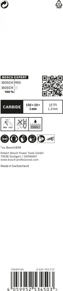 Bosch 2608900360 EXPERT Reciprozaagblad S922EHM Thin Tough Metal -Bosch Winkel 08135b831c1dde41536aeaae8a92639f