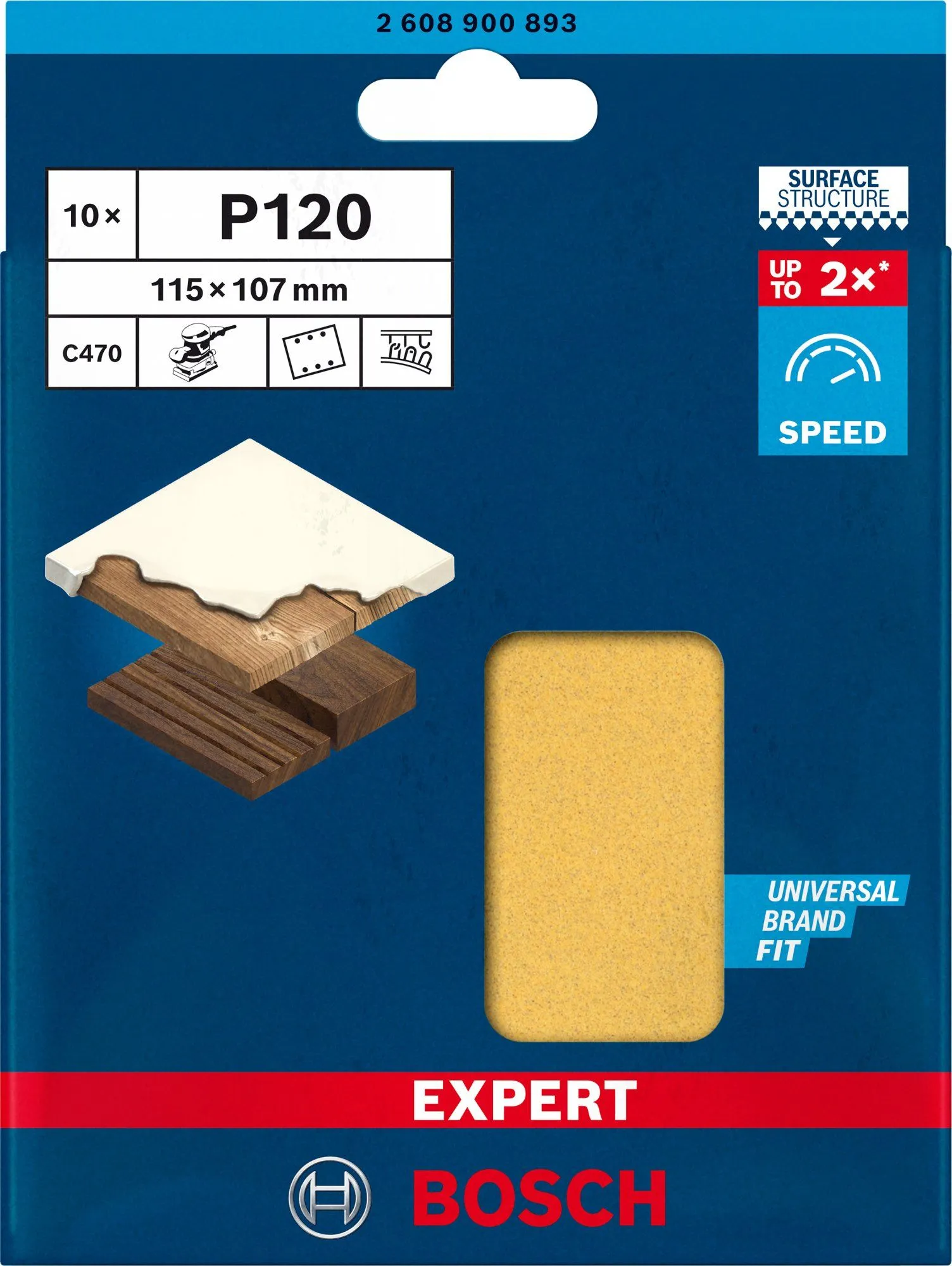 Bosch 2608900893 EXPERT Schuurvel C470 Best For Wood And Paint, 115 X 107 Mm, Korrel 120, 6 Gaten, 10x 2 Bosch 2608900893 EXPERT Schuurvel C470 Best For Wood And Paint, 115 X 107 Mm, Korrel 120, 6 Gaten, 10x - Image 2