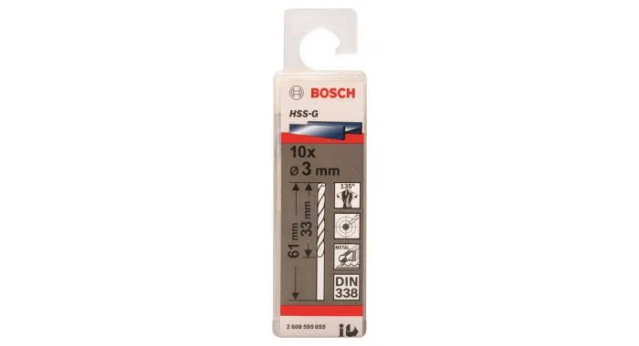 Bosch 2608595055 Metaalboor HSS-G - 3x61mm (10st) 1 Bosch 2608595055 Metaalboor HSS-G - 3x61mm (10st)