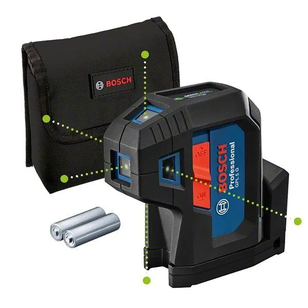 Bosch GPL 5 G Puntlaser Incl. Batterijen In Etui - 5 Punten - Groen - 30m - 0601066P00 1 Bosch GPL 5 G Puntlaser Incl. Batterijen In Etui - 5 Punten - Groen - 30m - 0601066P00