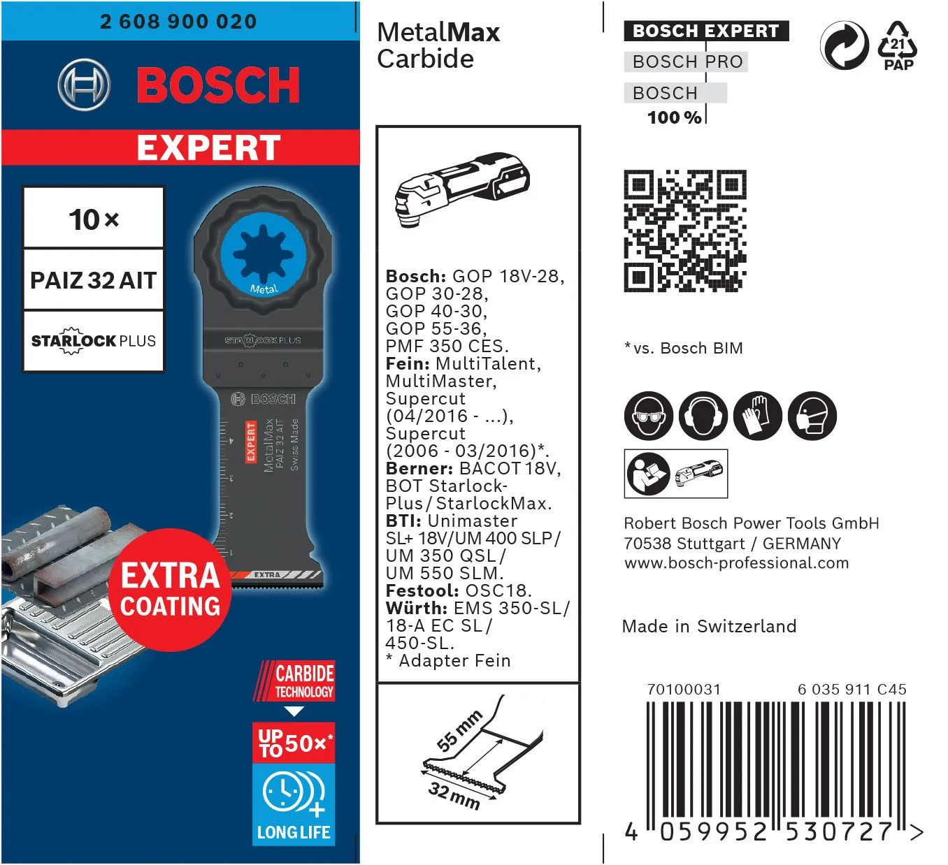 Bosch 2608900020 EXPERT StarlockPlus CoatedCarbide Invalzaagblad PAIZ 32 AIT Carbide, Metal 32 X 50 Mm 10 3 Bosch 2608900020 EXPERT StarlockPlus CoatedCarbide Invalzaagblad PAIZ 32 AIT Carbide, Metal 32 X 50 Mm 10 - Image 3