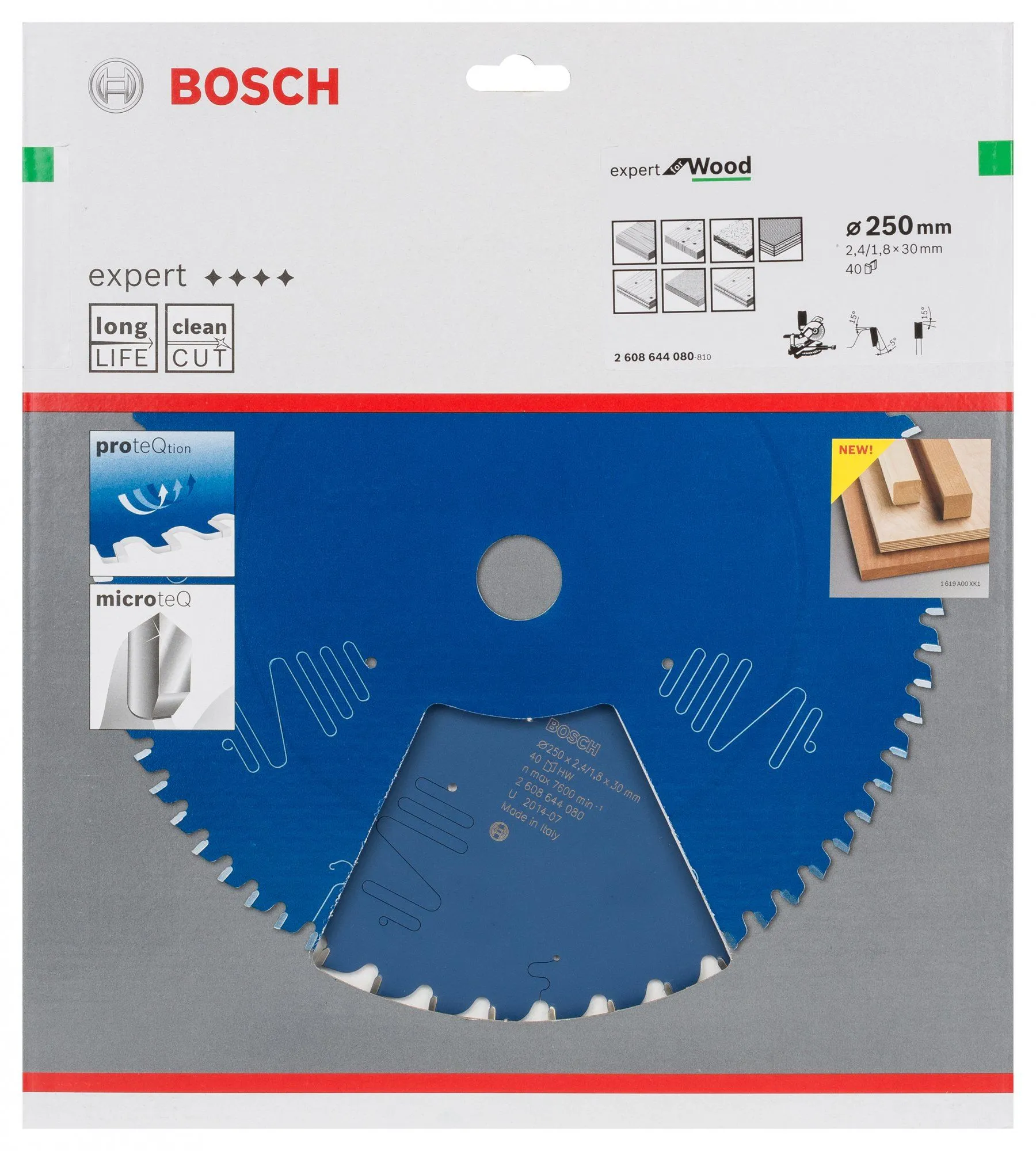 Bosch 2608644080 Expert Cirkelzaagblad - 250 X 30 X 40T - Hout - Carbide 2 Bosch 2608644080 Expert Cirkelzaagblad - 250 X 30 X 40T - Hout - Carbide - Afbeelding 2
