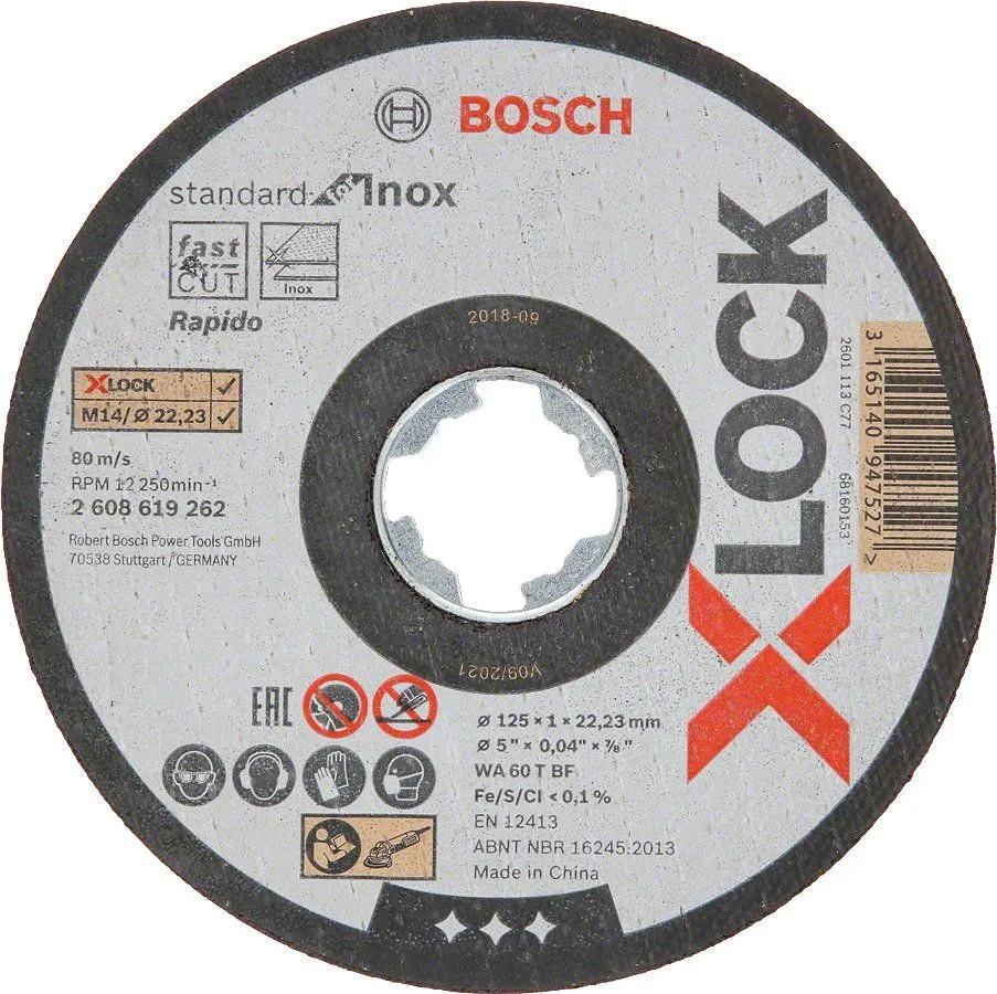 Bosch 2608619262 X-Lock Slijpschijf Standard For Inox - Recht - 125mm 1 Bosch 2608619262 X-Lock Slijpschijf Standard For Inox - Recht - 125mm
