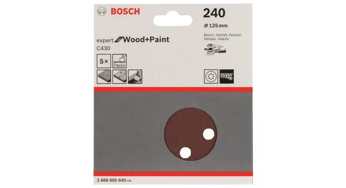 Bosch 2608605645 Schuurschijf C430 - K240 - 125mm (5st) 1 Bosch 2608605645 Schuurschijf C430 - K240 - 125mm (5st)