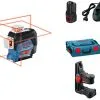 Bosch GLL 3-80 C 12V Li-Ion Accu Lijnlaser Set (1x 2.0Ah Accu) In L-boxx - Rood - 0601063R02