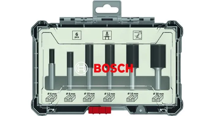 Bosch 2607017467 6-delige Frezenset In Cassette - Rechte Schacht - 1/4" 1 Bosch 2607017467 6-delige Frezenset In Cassette - Rechte Schacht - 1/4"