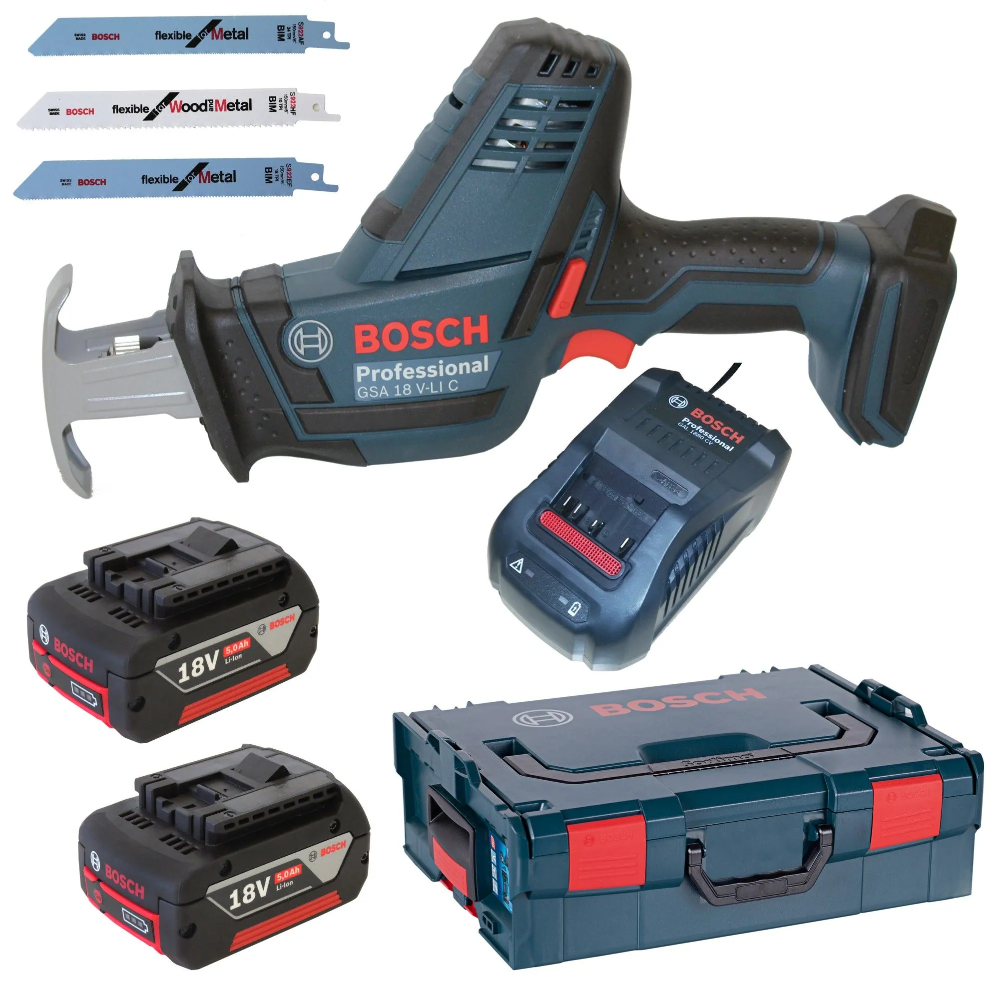 Bosch GSA 18 V-LI C 18V Li-Ion Accu Reciprozaag Set (2x 5.0Ah Accu) In L-Boxx - Snelwissel - 06016A5002 1 Bosch GSA 18 V-LI C 18V Li-Ion Accu Reciprozaag Set (2x 5.0Ah Accu) In L-Boxx - Snelwissel - 06016A5002