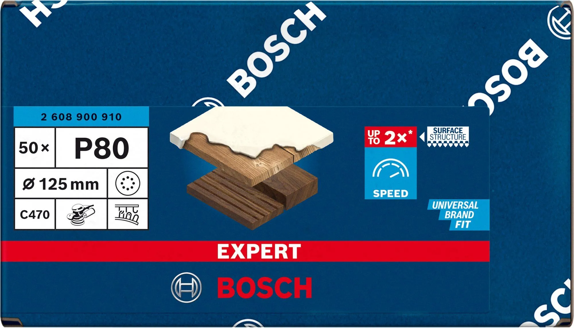 Bosch 2608900910 EXPERT Schuurvel C470 Best For Wood And Paint - 125mm - K80 - 8 Gaten (50st) 2 Bosch 2608900910 EXPERT Schuurvel C470 Best For Wood And Paint - 125mm - K80 - 8 Gaten (50st) - Image 2