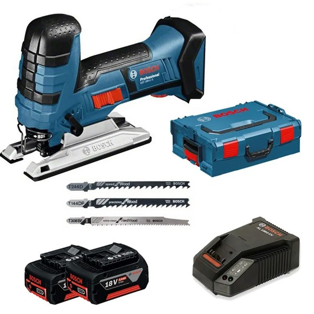 Bosch GST 18 V-LI S 18V Li-Ion Accu Decoupeerzaag Set (2x 5.0Ah Accu) In L-Boxx - T-greep - Variabel - 06015A5104 1 Bosch GST 18 V-LI S 18V Li-Ion Accu Decoupeerzaag Set (2x 5.0Ah Accu) In L-Boxx - T-greep - Variabel - 06015A5104
