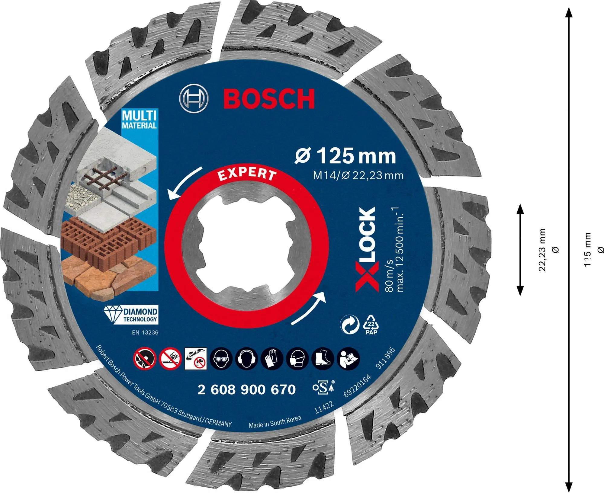 Bosch 2608900670 EXPERT X-LOCK Diamantschijf Multi Material 125 X 22,23 X 2,4 X 12 Mm 4 Bosch 2608900670 EXPERT X-LOCK Diamantschijf Multi Material 125 X 22,23 X 2,4 X 12 Mm - Afbeelding 4