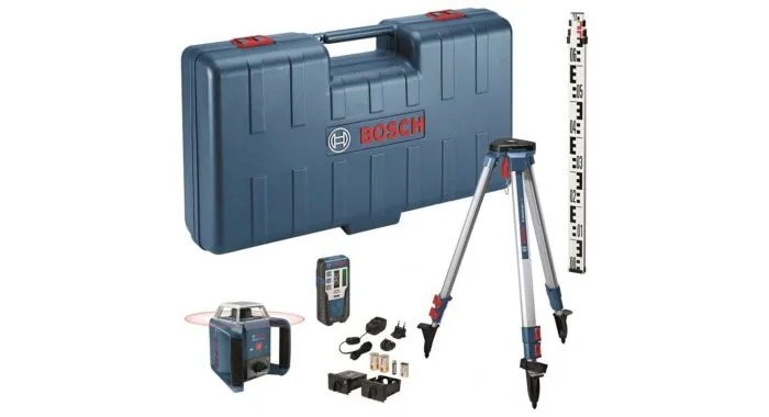 Bosch GRL 400 H Rotatie Laser + LR 1 Ontvanger In Koffer + GR 2400 Meetlat + BT 152 Statief - 06159940JY 1 Bosch GRL 400 H Rotatie Laser + LR 1 Ontvanger In Koffer + GR 2400 Meetlat + BT 152 Statief - 06159940JY