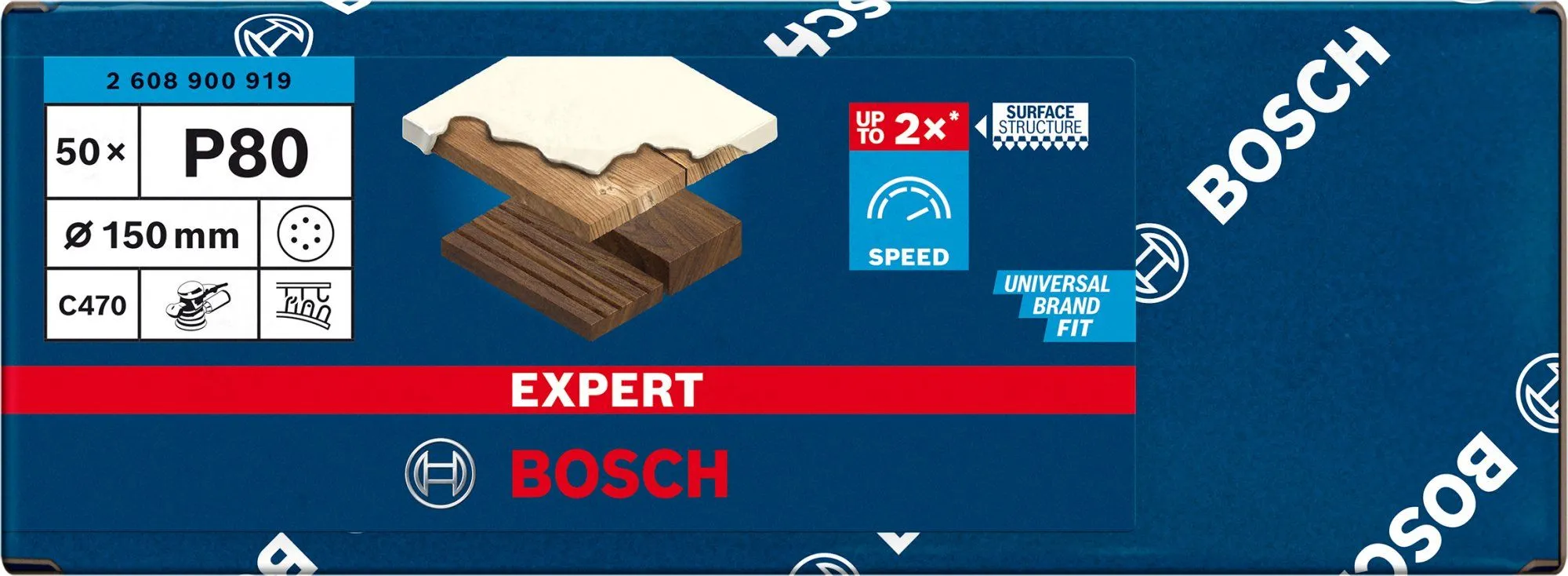 Bosch 2608900919 EXPERT Schuurvel C470 Best For Wood And Paint - 150mm - K80 - 6 Gaten (50st) 2 Bosch 2608900919 EXPERT Schuurvel C470 Best For Wood And Paint - 150mm - K80 - 6 Gaten (50st) - Image 2