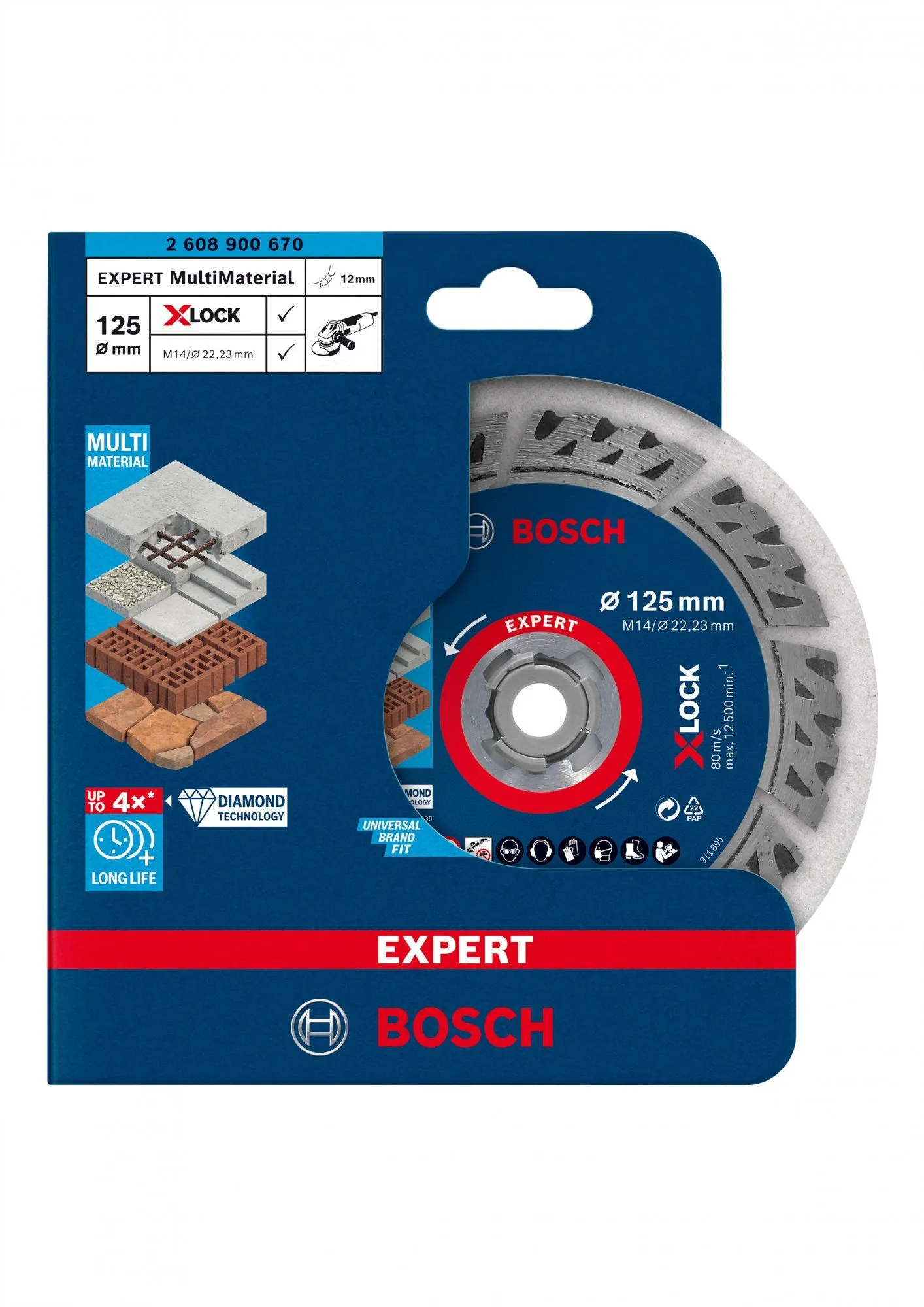 Bosch 2608900670 EXPERT X-LOCK Diamantschijf Multi Material 125 X 22,23 X 2,4 X 12 Mm 2 Bosch 2608900670 EXPERT X-LOCK Diamantschijf Multi Material 125 X 22,23 X 2,4 X 12 Mm - Afbeelding 2